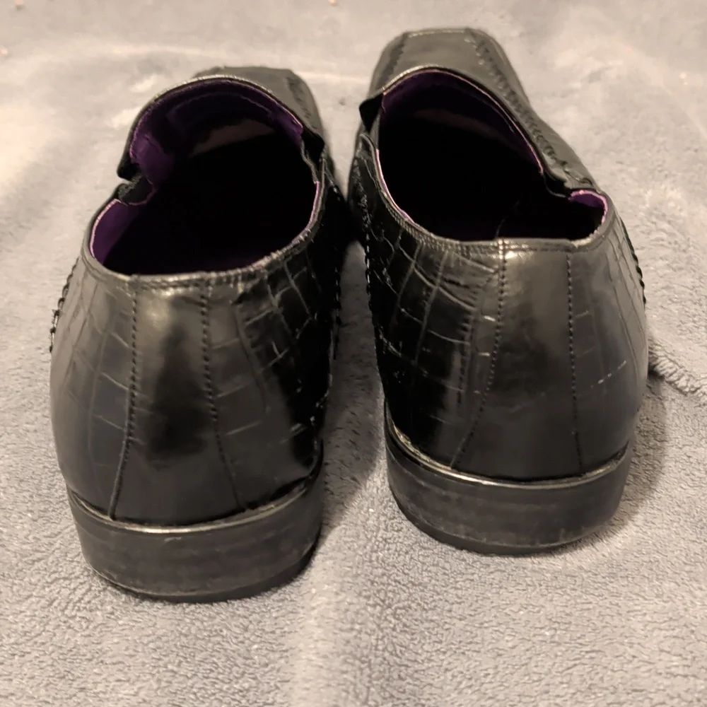 Giorgio Brutinio Black Crocodile Embossed Loafers Size 9.5